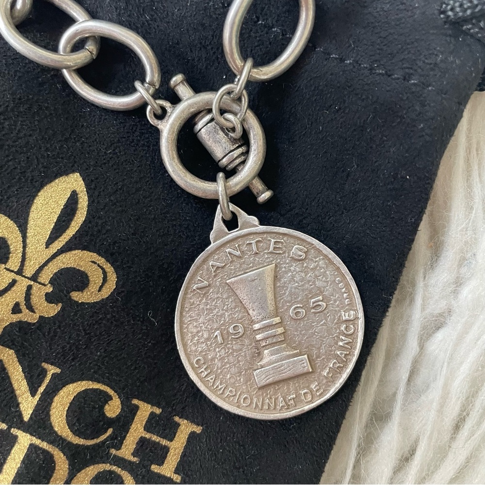 French Kande Rennes Silver Nantes Championnat Coup De France 1965 Coin Necklace - Picture 6 of 9